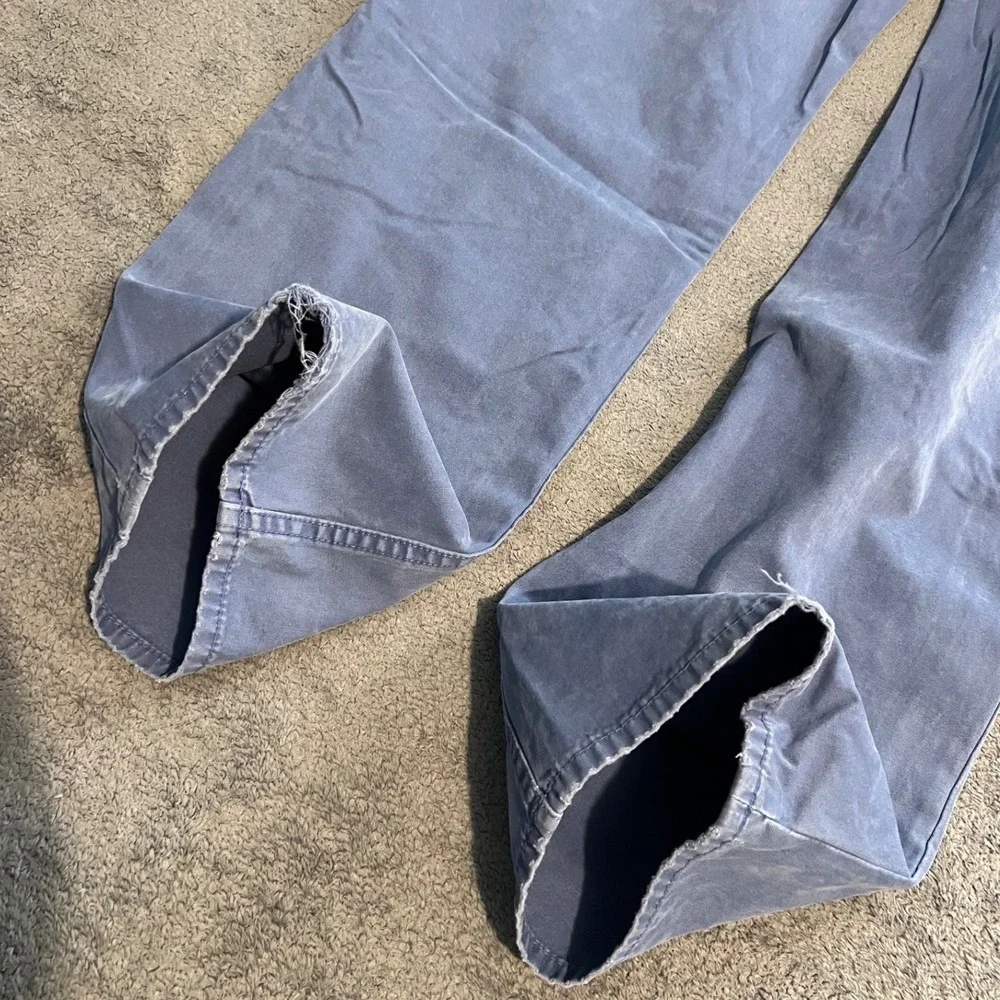 Vintage Polo Ralph Lauren Mens Straight Leg Chinos Blue Faded Cotton Pants 31x30